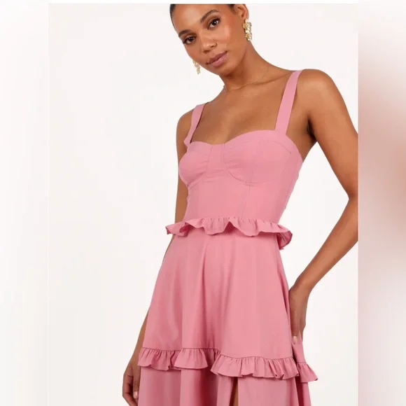 Mauve tiered corset maxi dress medium - Picture 4 of 6